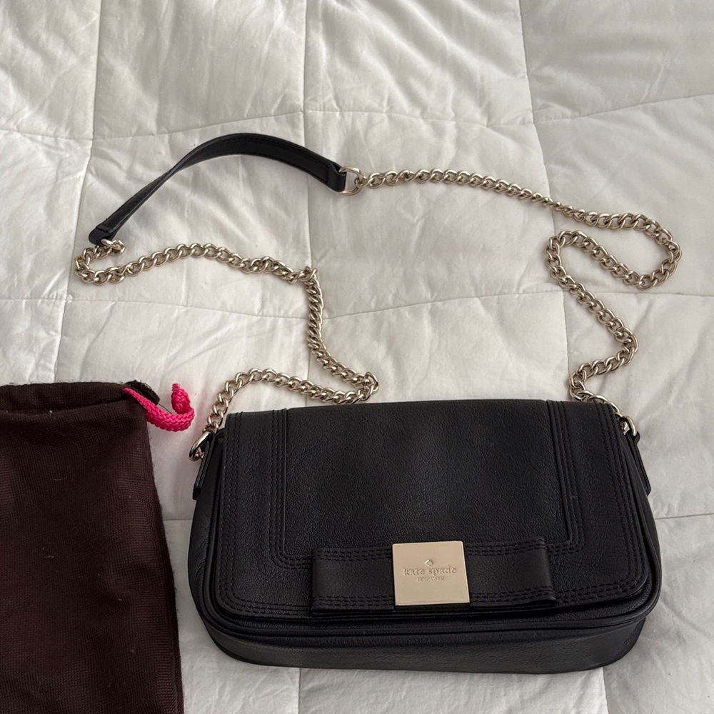 Kate Spade Black Crossbody Bag with Gold Chain